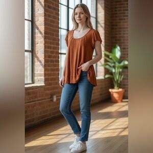 Free people baby doll Lions Maine top Boho Granola Hippie Country chic Small